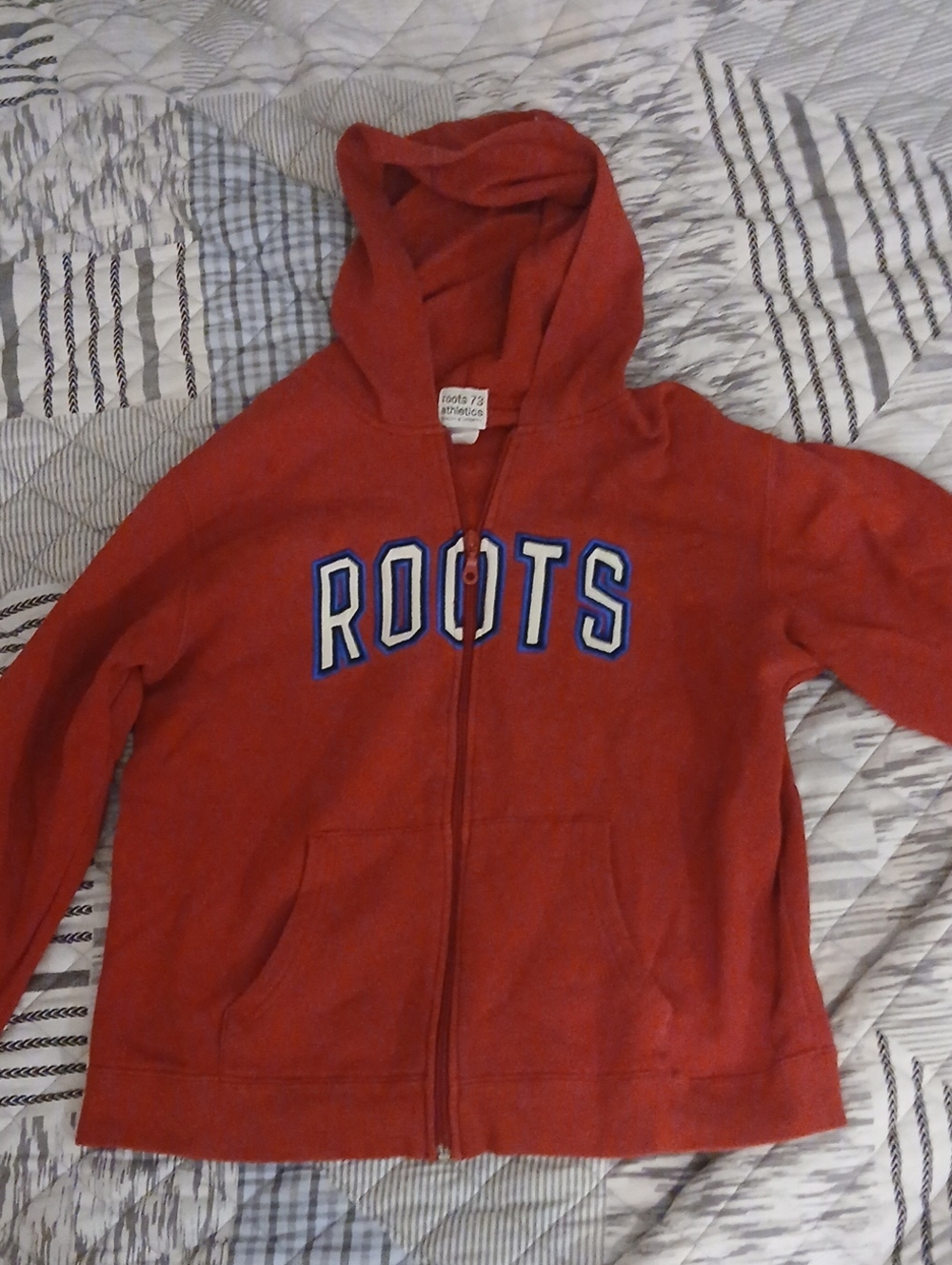 Roots Women's Orange-Red Hooded Zip Sweatshirt Size M/L